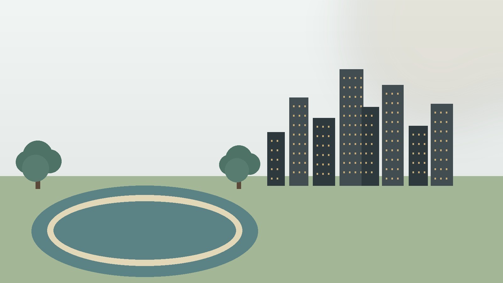 Illustration of Memorial Park greenery and the Houston skyline representing close-in Memorial
