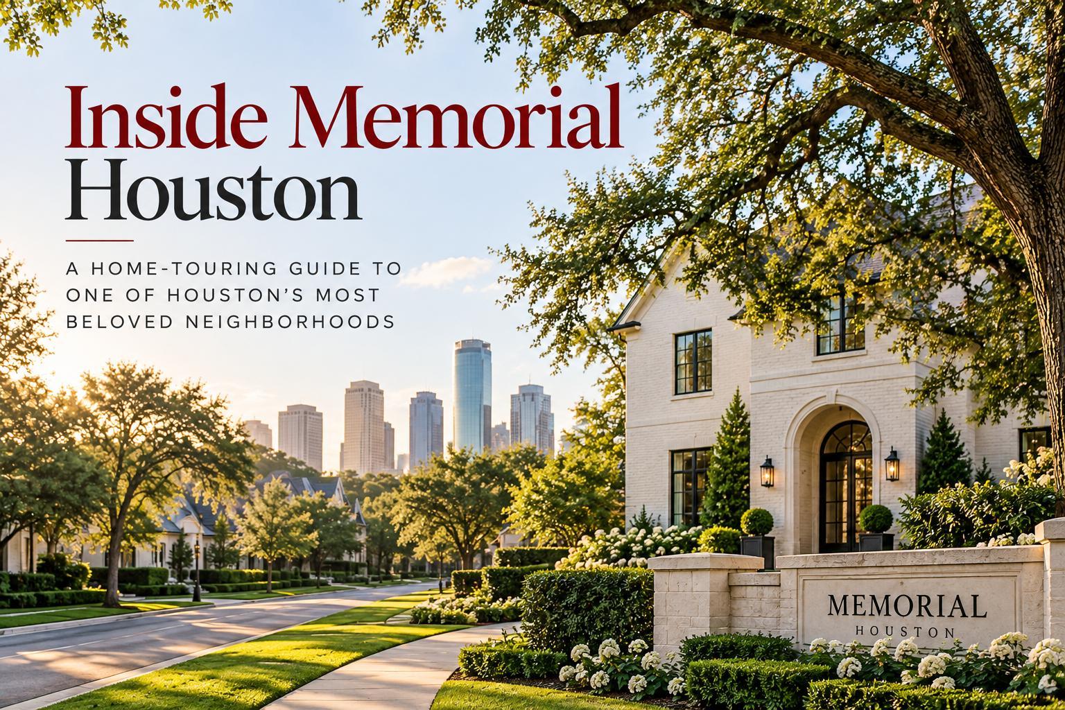 Tree-lined Houston neighborhood and luxury home featured in a Memorial home-touring guide